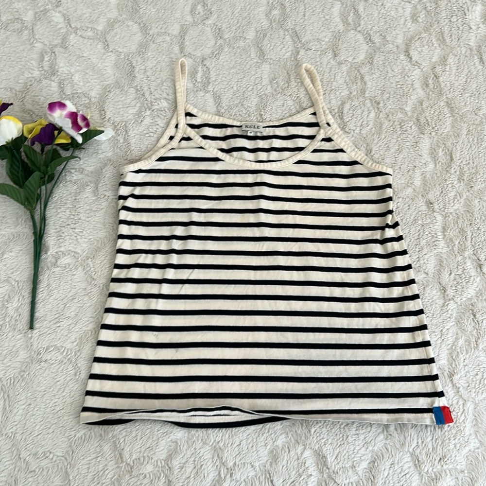 Kule White & Navy Striped Spaghetti Strap Tank Top